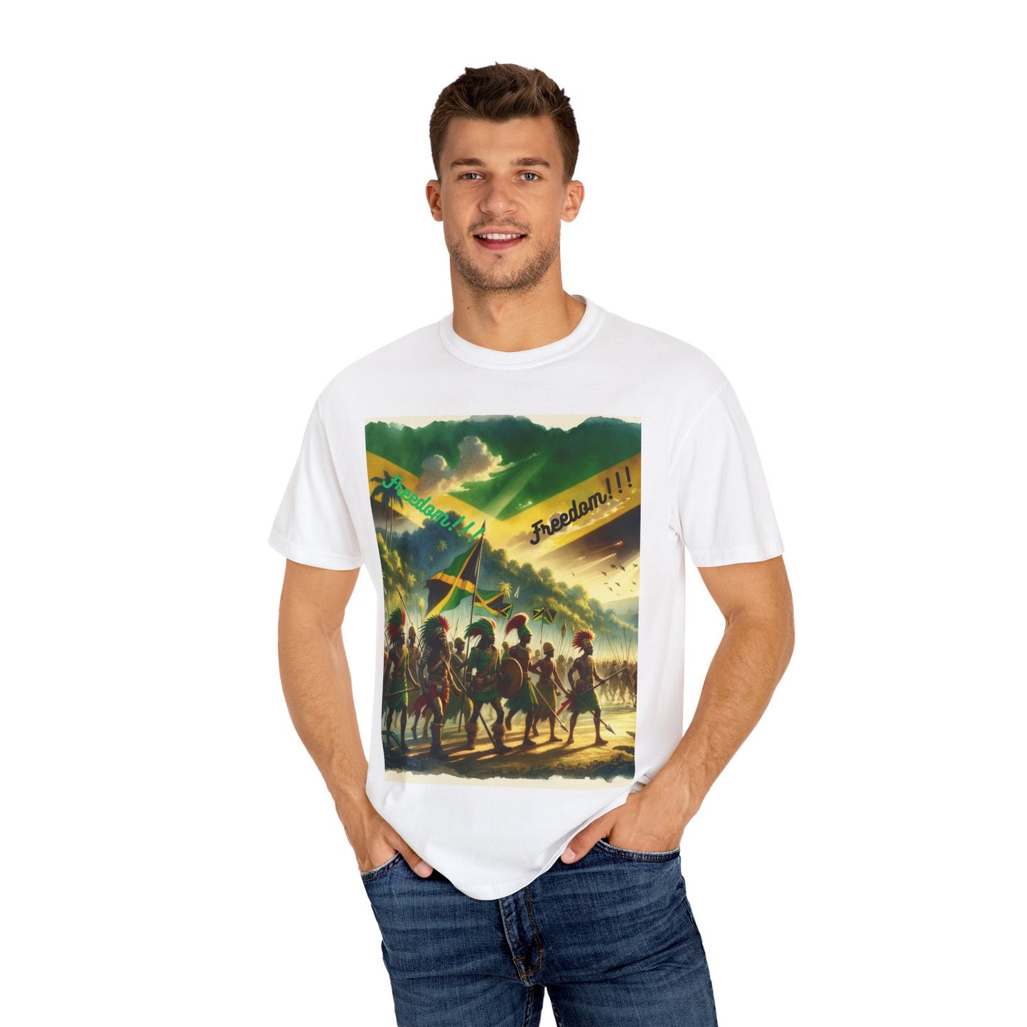 Unisex Garment-Dyed T-shirt Freedom shirt celebrating Jamaica Independence