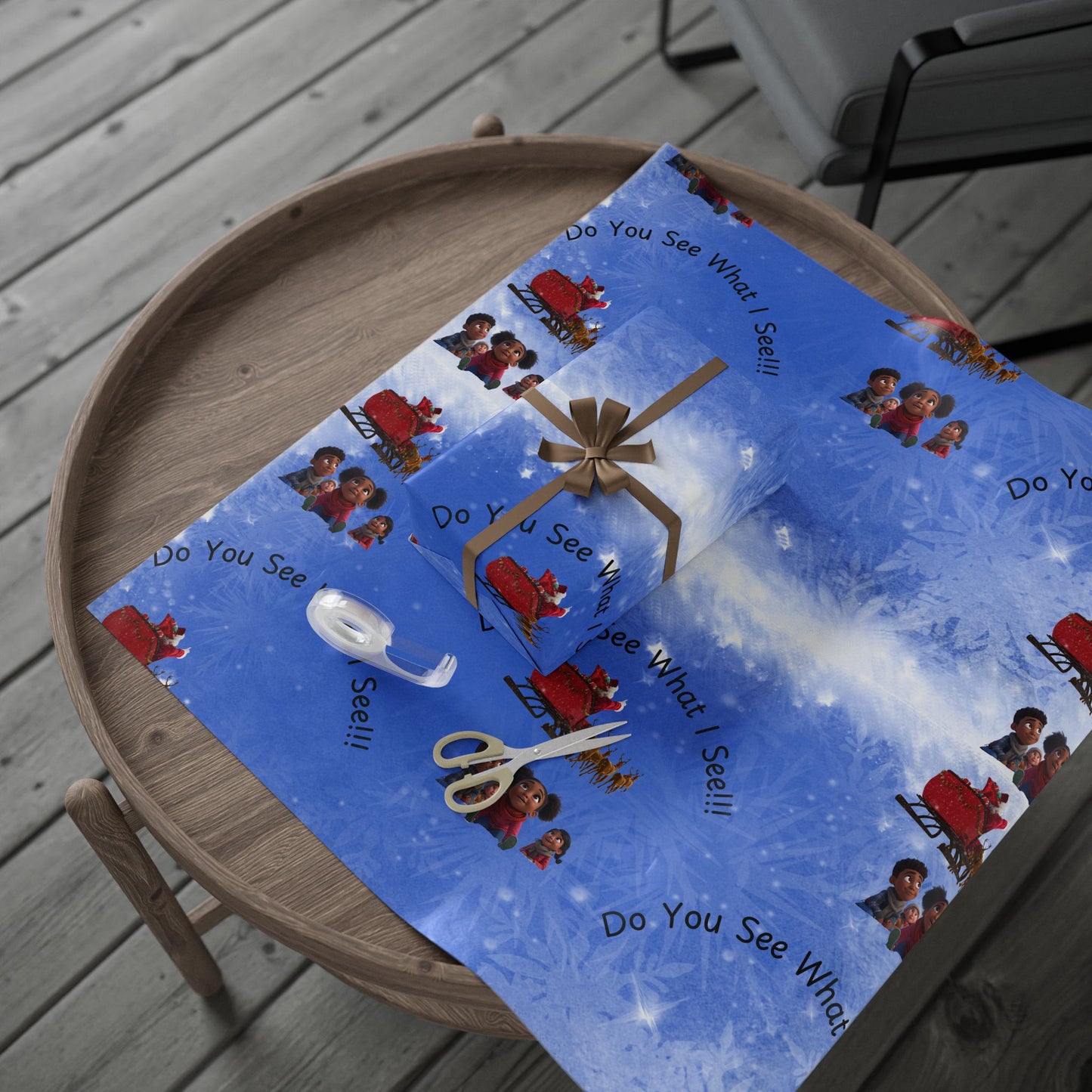 Gift Wrap Sheets, Children Can't Believe It's Santa Design - Holiday Wrapping Paper, Christmas Gift Wrap, Kids Xmas Presents, Festive