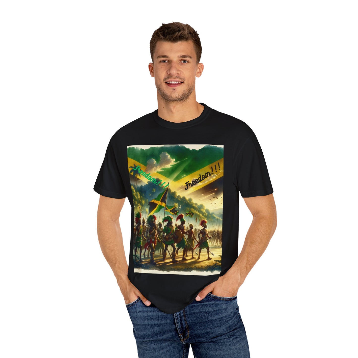 Unisex Garment-Dyed T-shirt Freedom shirt celebrating Jamaica Independence