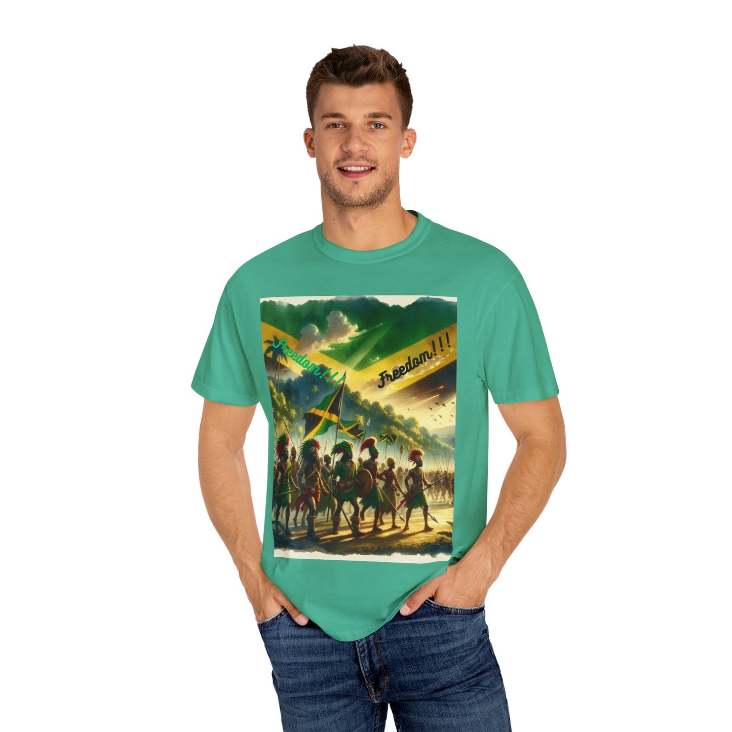 Unisex Garment-Dyed T-shirt Freedom shirt celebrating Jamaica Independence