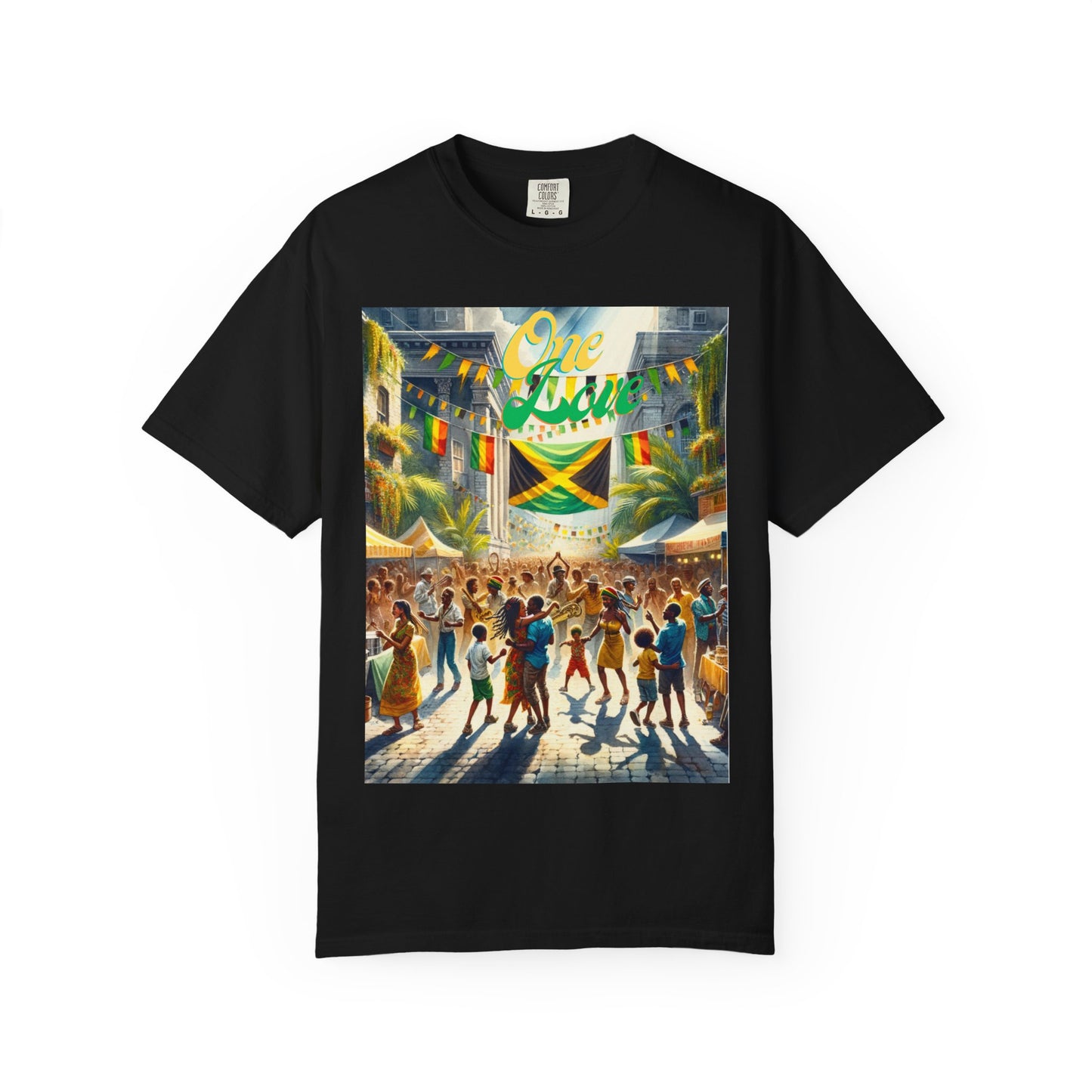 Unisex Garment-Dyed T-shirt one Love celebrating Jamaica Independece
