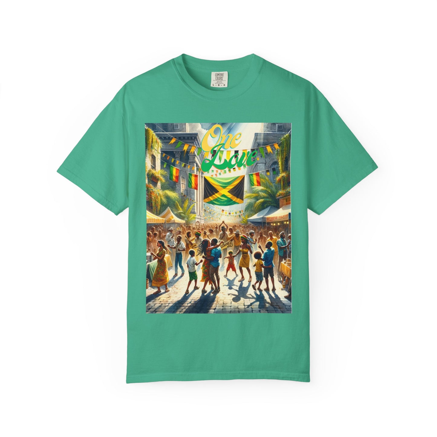 Unisex Garment-Dyed T-shirt one Love celebrating Jamaica Independece