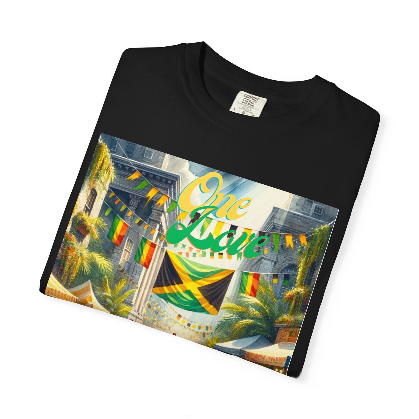 Unisex Garment-Dyed T-shirt one Love celebrating Jamaica Independece