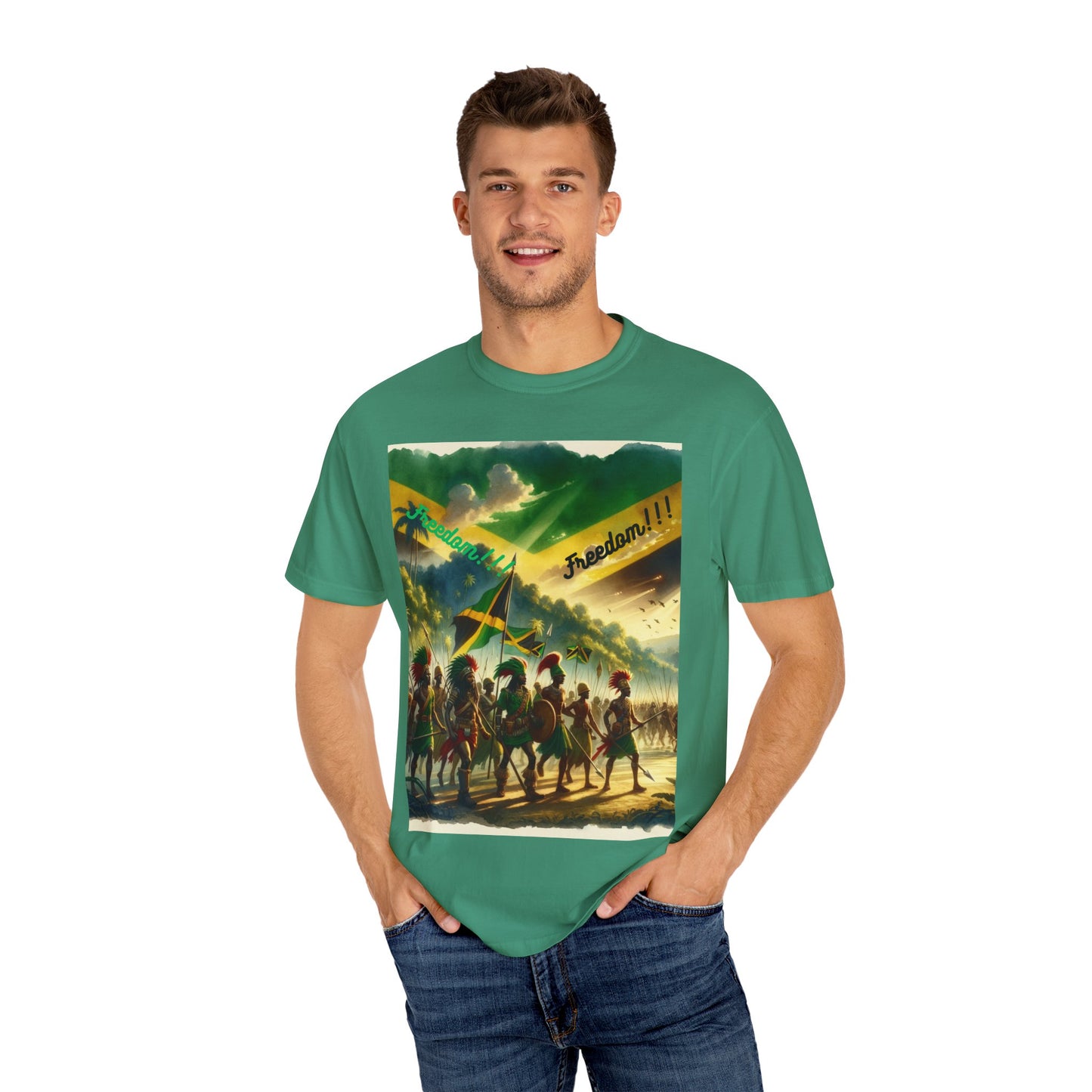 Unisex Garment-Dyed T-shirt Freedom shirt celebrating Jamaica Independence