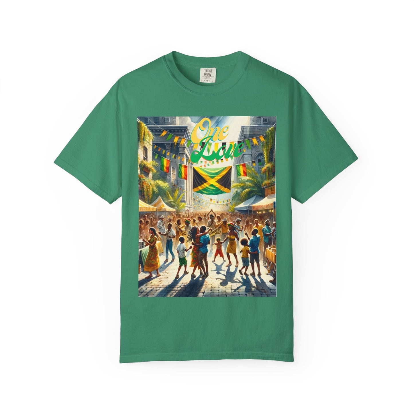 Unisex Garment-Dyed T-shirt one Love celebrating Jamaica Independece