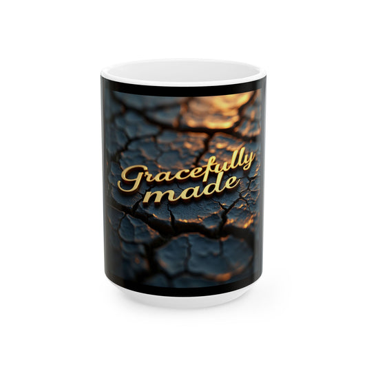 Gracefully Made Ceramic Mug, Elegant Coffee Cup Gift, Floral Tea Mug, Unique