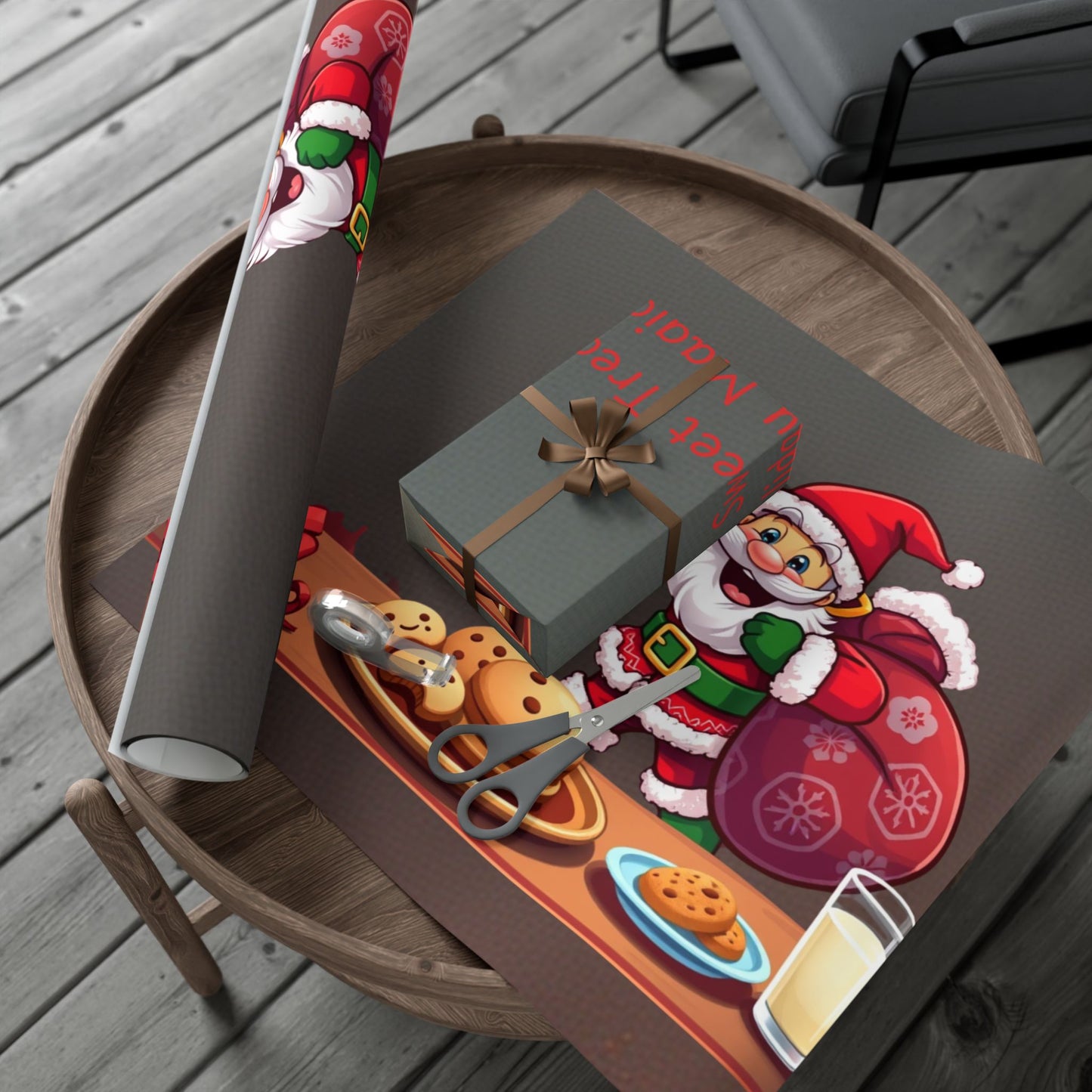 Gift Wrap Papers - Santa's Cookies, Christmas Wrapping Paper, Holiday Gift Wrap Roll, Festive Present Packaging, Xmas Gift Wrap Sheets