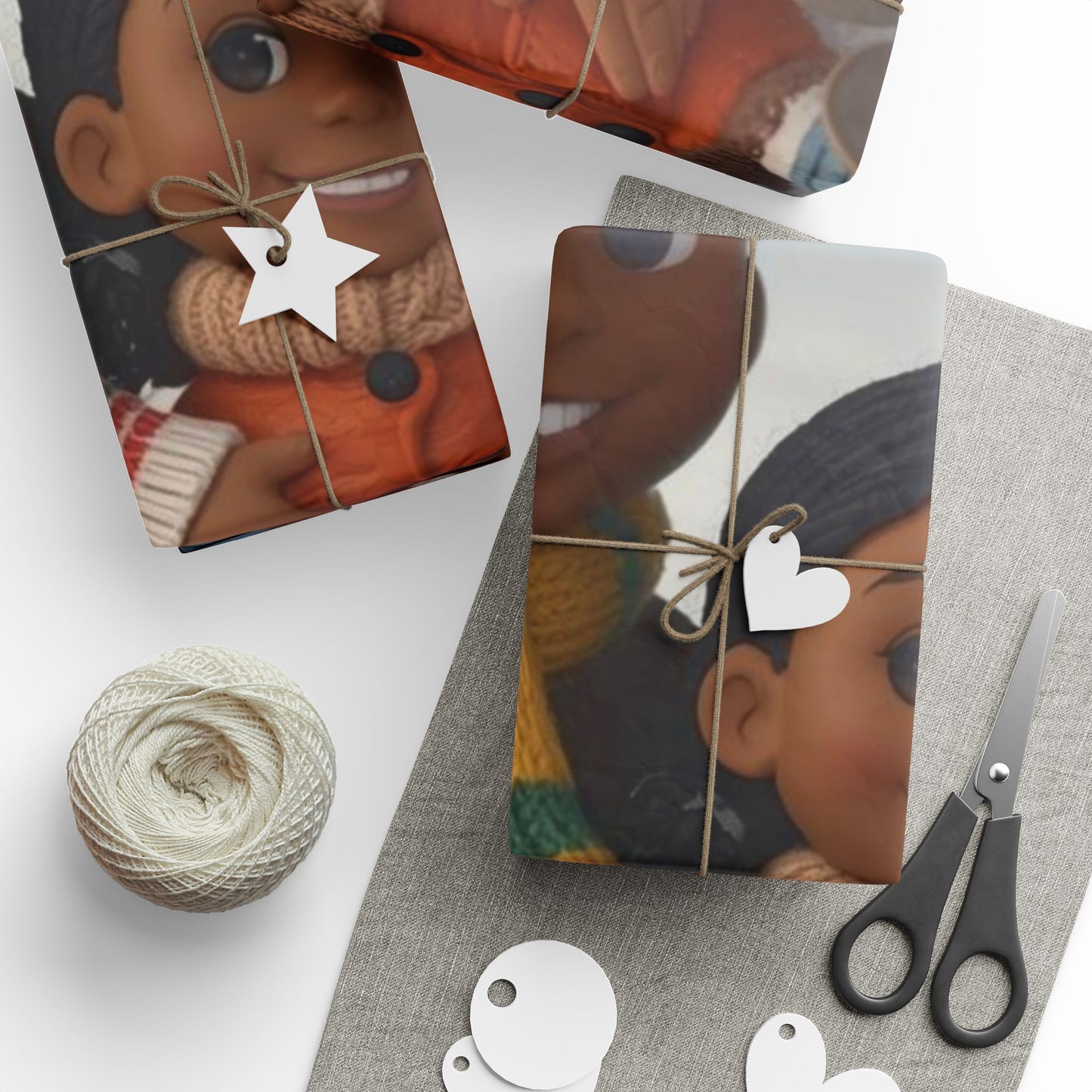 Children sitting in snow Wrapping Papers