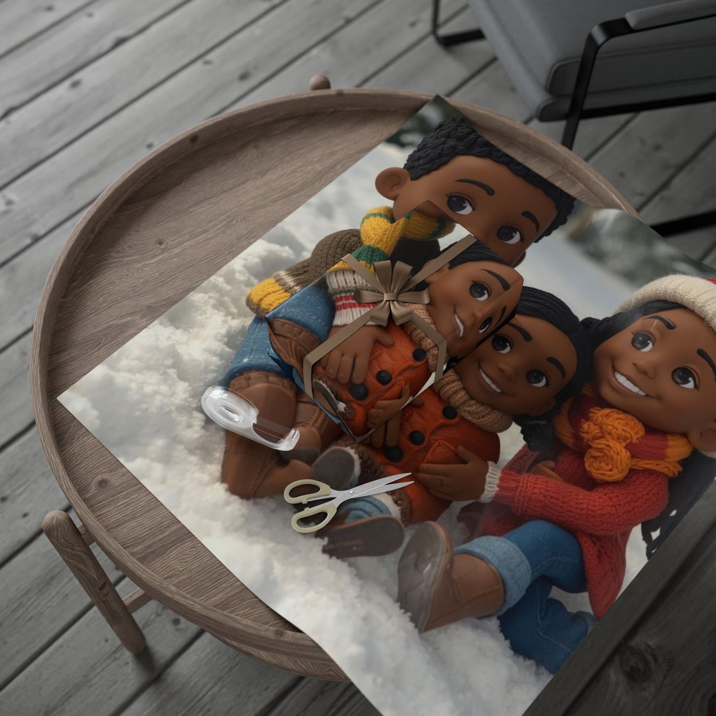 Children sitting in snow Wrapping Papers