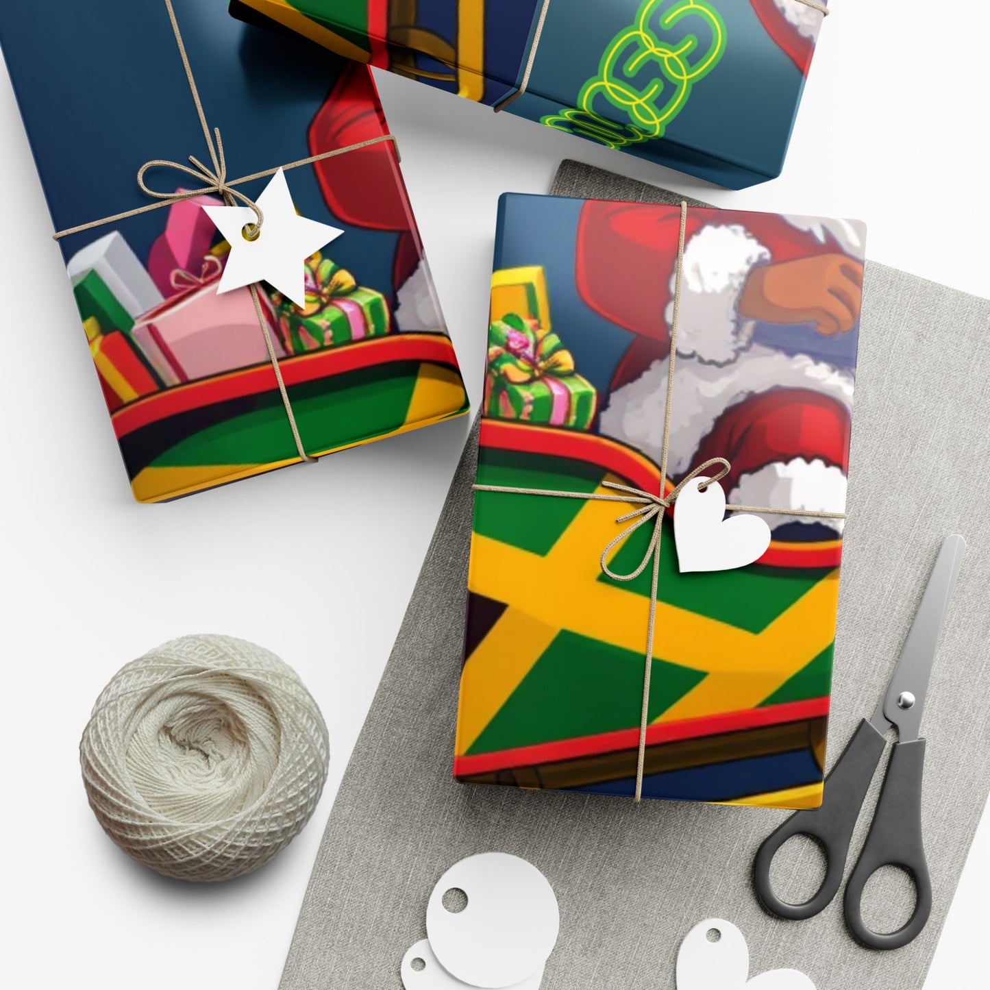 Wrapping Paper: Jamaican Vibe Christmas Gift Wrap Papers, Holiday Present Wrap, Festive Xmas Packaging, Unique Holiday Gift Decor, Tropical