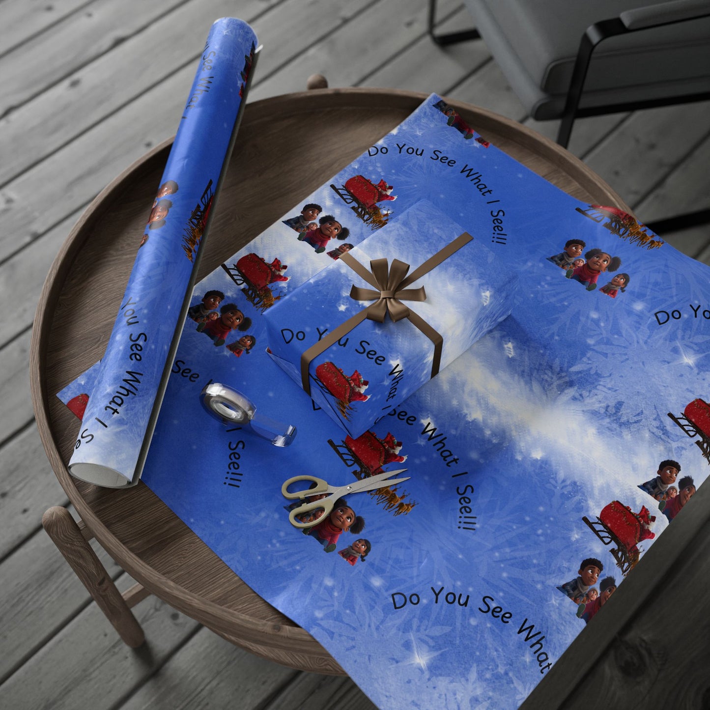 Gift Wrap Sheets, Children Can't Believe It's Santa Design - Holiday Wrapping Paper, Christmas Gift Wrap, Kids Xmas Presents, Festive