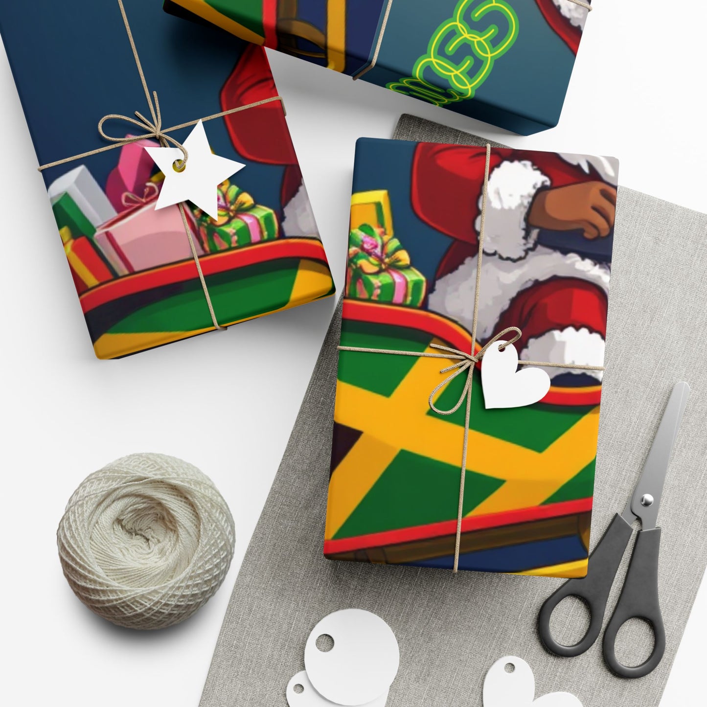 Wrapping Paper: Jamaican Vibe Christmas Gift Wrap Papers, Holiday Present Wrap, Festive Xmas Packaging, Unique Holiday Gift Decor, Tropical