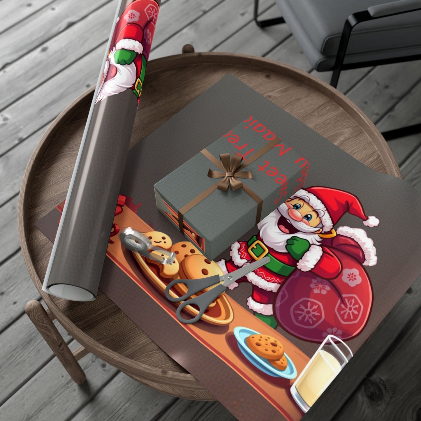 Gift Wrap Papers - Santa's Cookies, Christmas Wrapping Paper, Holiday Gift Wrap Roll, Festive Present Packaging, Xmas Gift Wrap Sheets