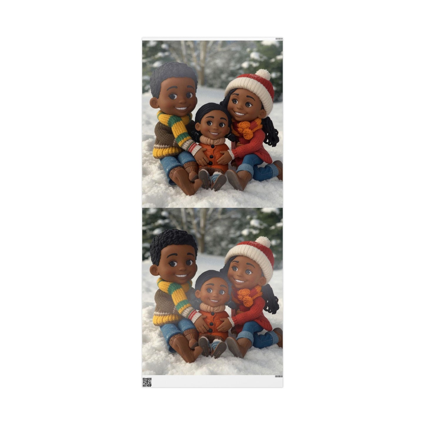 Children sitting in snow Wrapping Papers
