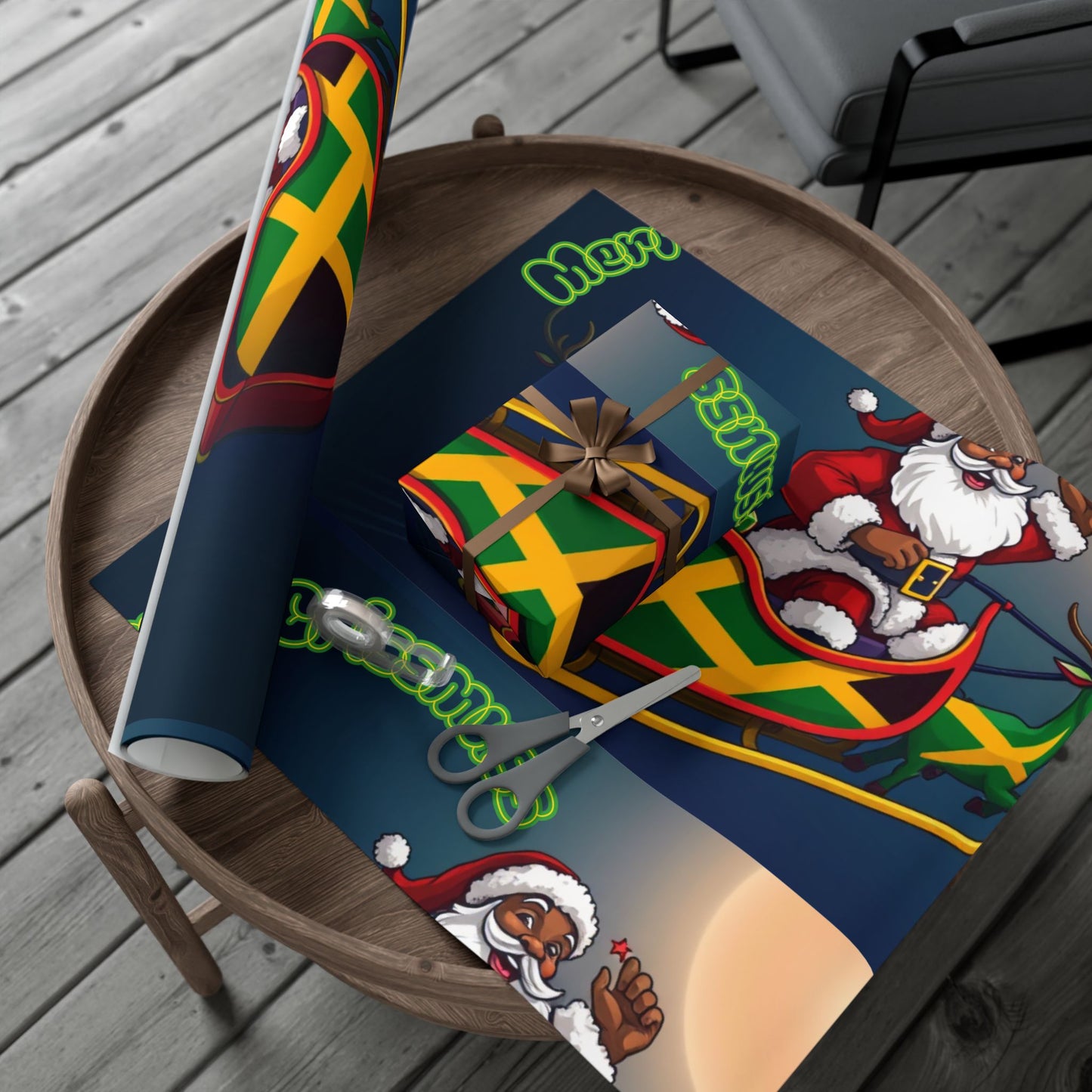 Wrapping Paper: Jamaican Vibe Christmas Gift Wrap Papers, Holiday Present Wrap, Festive Xmas Packaging, Unique Holiday Gift Decor, Tropical