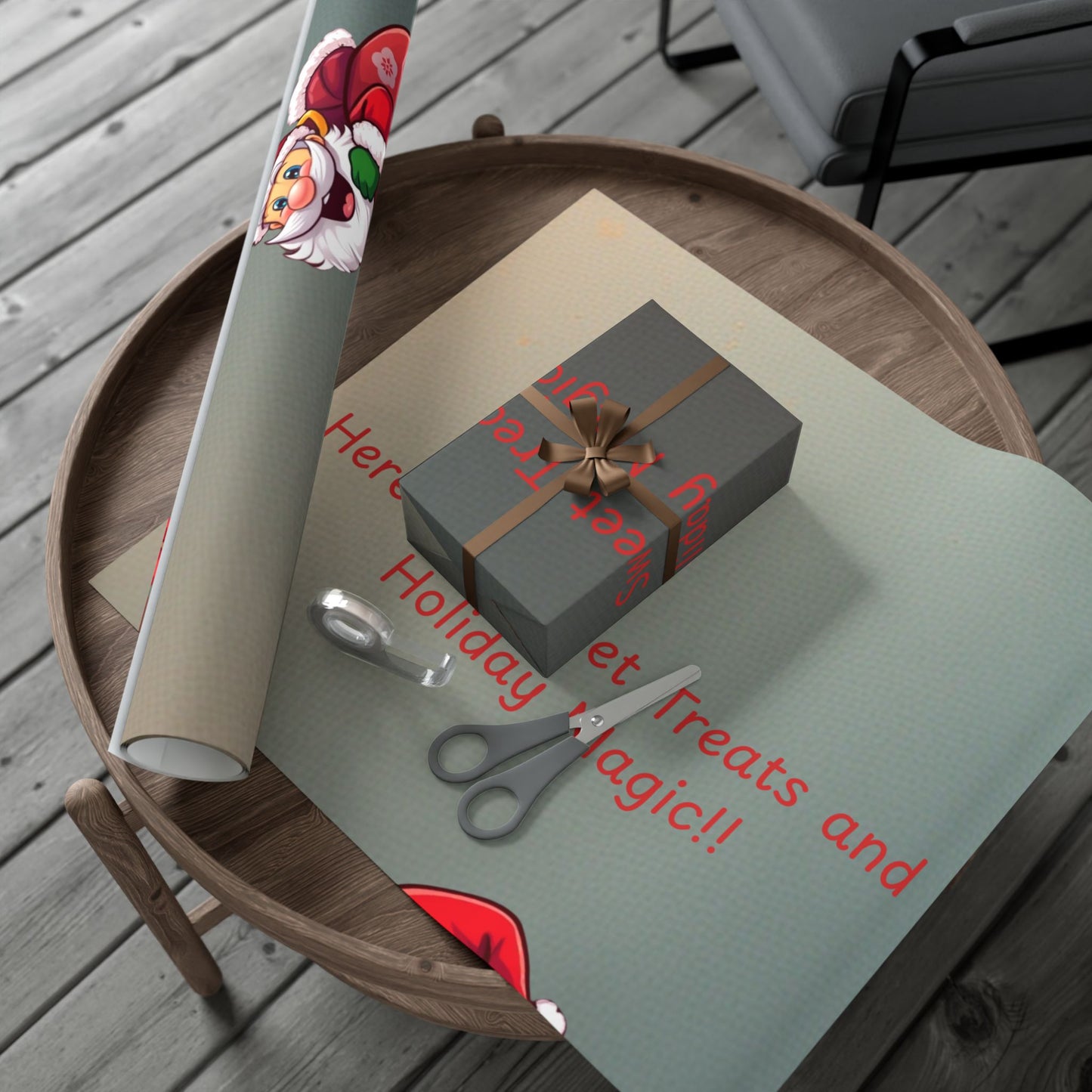 Gift Wrap Papers - Santa's Cookies, Christmas Wrapping Paper, Holiday Gift Wrap Roll, Festive Present Packaging, Xmas Gift Wrap Sheets