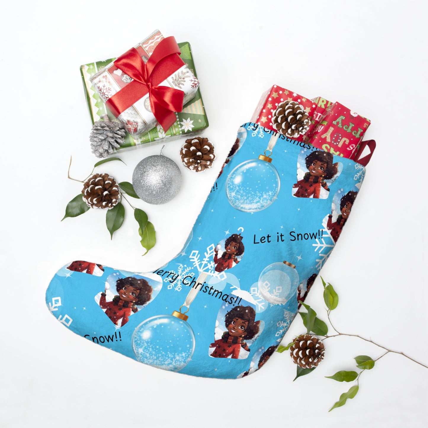 Christmas Stockings, Holiday Decor, Let it Snow Stockings, Christmas Mantel Decor, Festive Fireplace Decor, Winter Home Accent