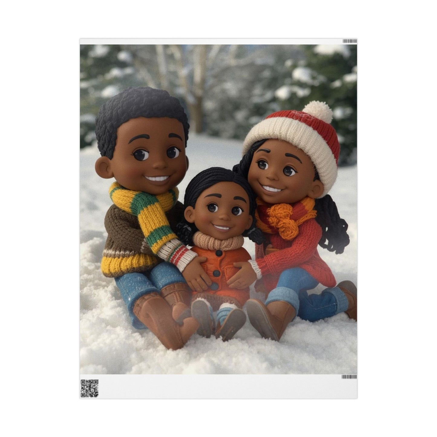 Children sitting in snow Wrapping Papers