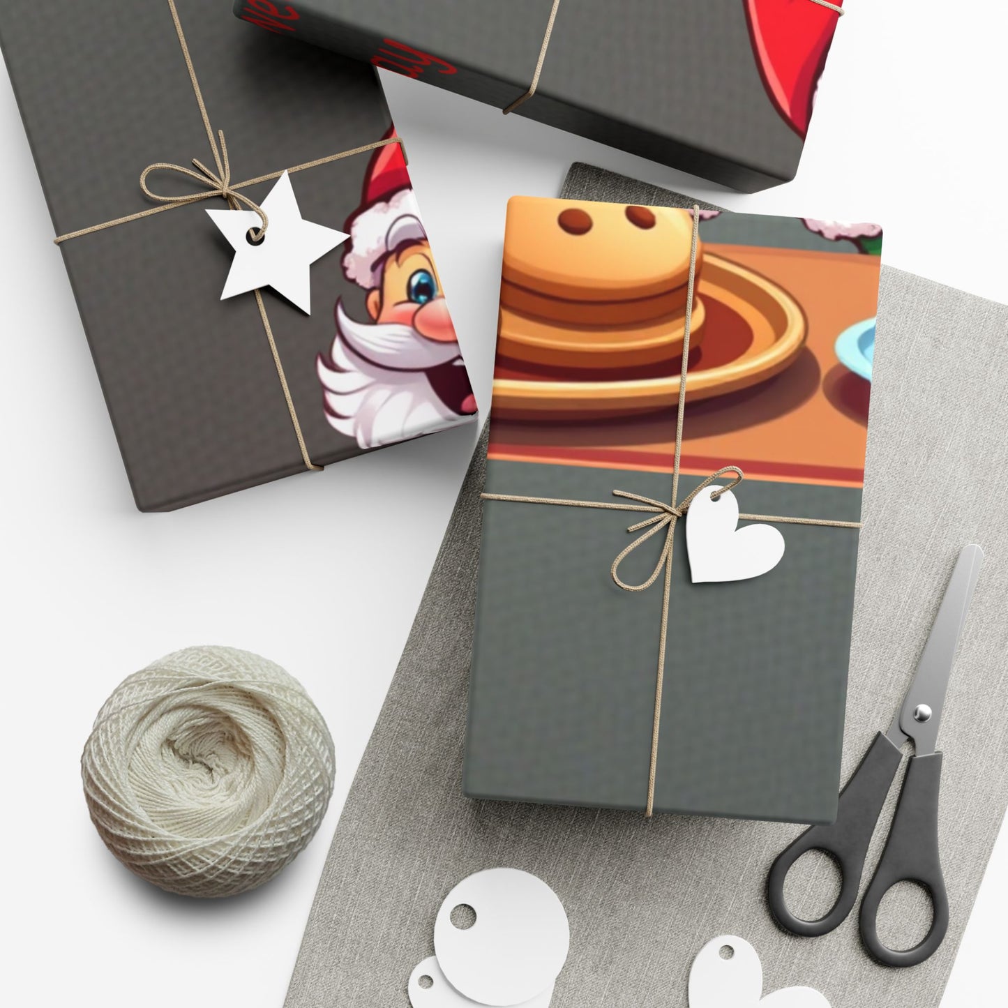 Gift Wrap Papers - Santa's Cookies, Christmas Wrapping Paper, Holiday Gift Wrap Roll, Festive Present Packaging, Xmas Gift Wrap Sheets