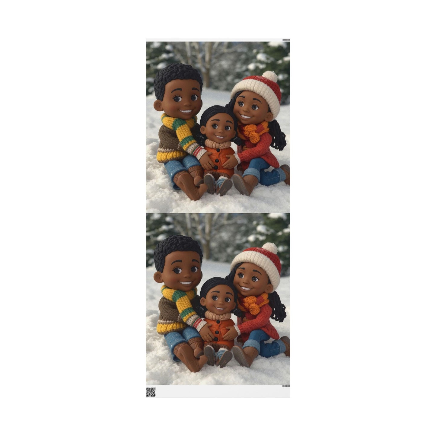 Children sitting in snow Wrapping Papers