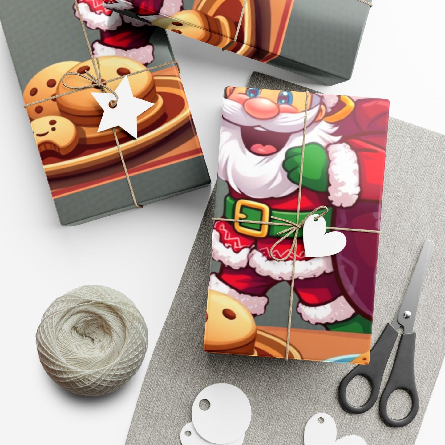 Gift Wrap Papers - Santa's Cookies, Christmas Wrapping Paper, Holiday Gift Wrap Roll, Festive Present Packaging, Xmas Gift Wrap Sheets