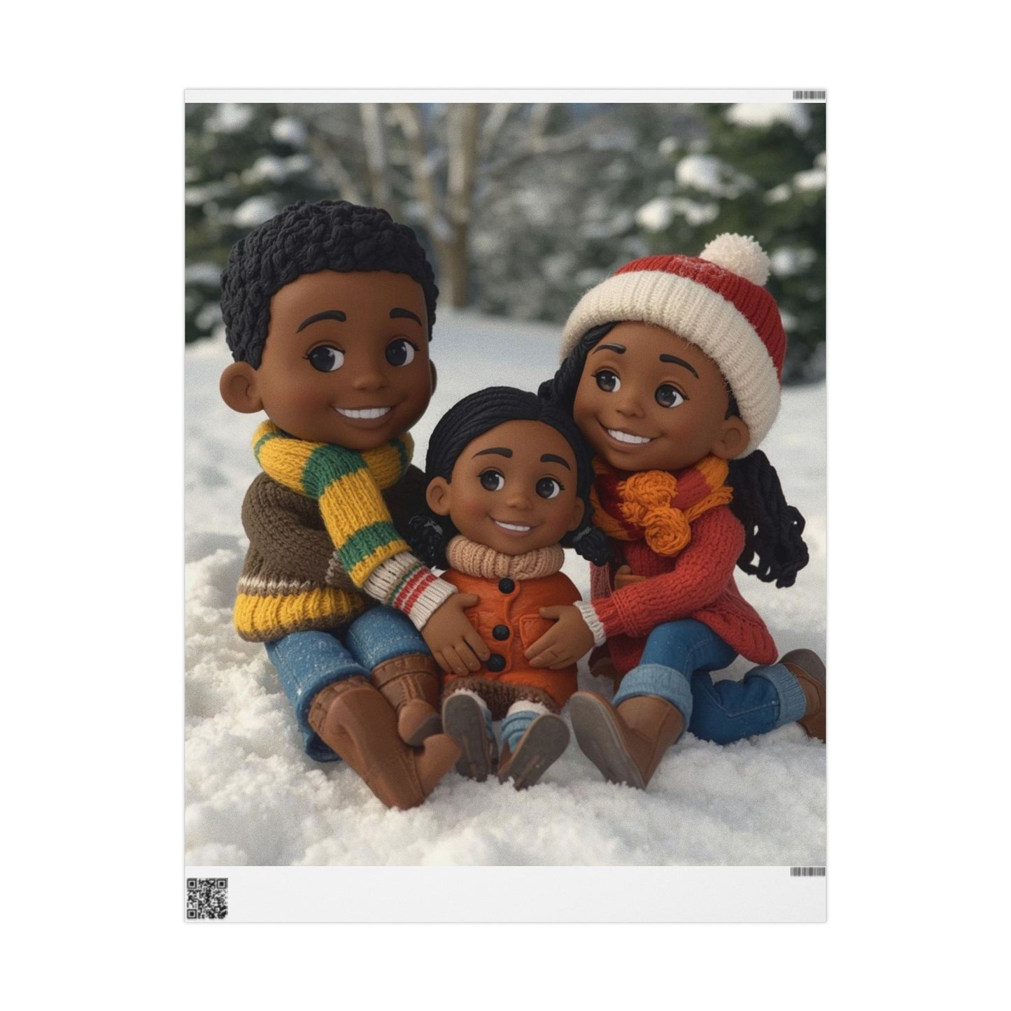 Children sitting in snow Wrapping Papers