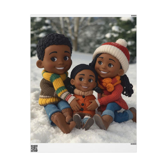Children sitting in snow Wrapping Papers