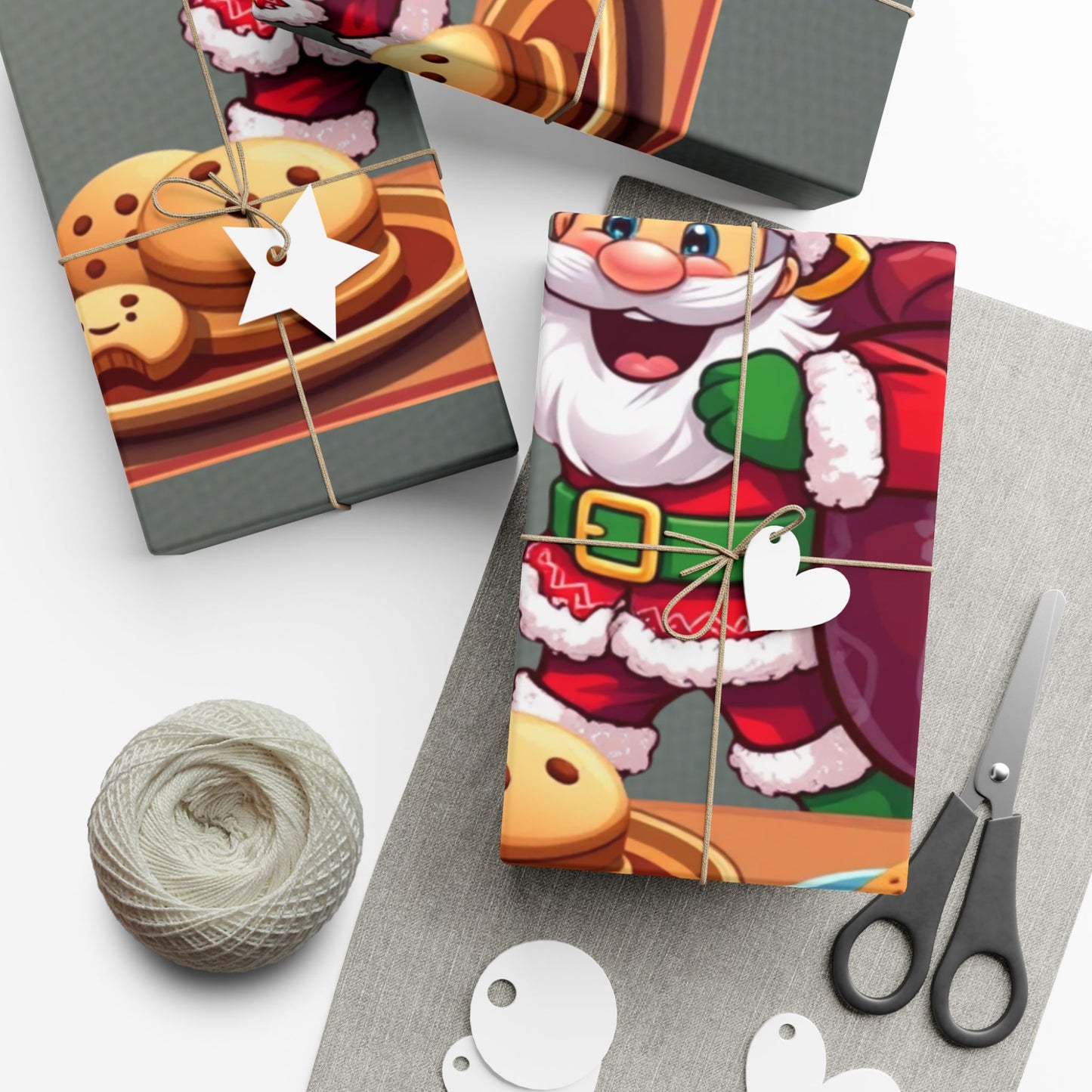 Gift Wrap Papers - Santa's Cookies, Christmas Wrapping Paper, Holiday Gift Wrap Roll, Festive Present Packaging, Xmas Gift Wrap Sheets