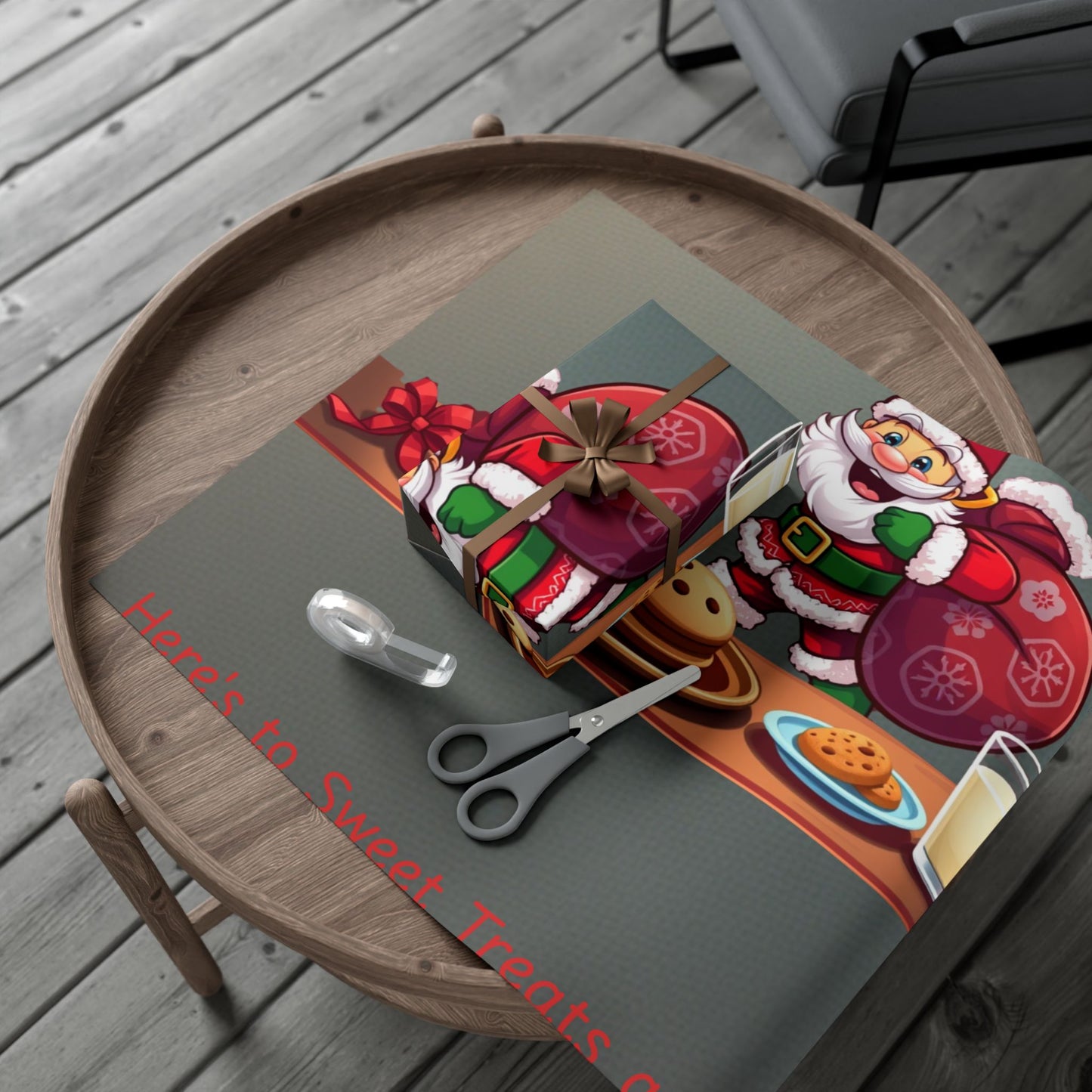 Gift Wrap Papers - Santa's Cookies, Christmas Wrapping Paper, Holiday Gift Wrap Roll, Festive Present Packaging, Xmas Gift Wrap Sheets