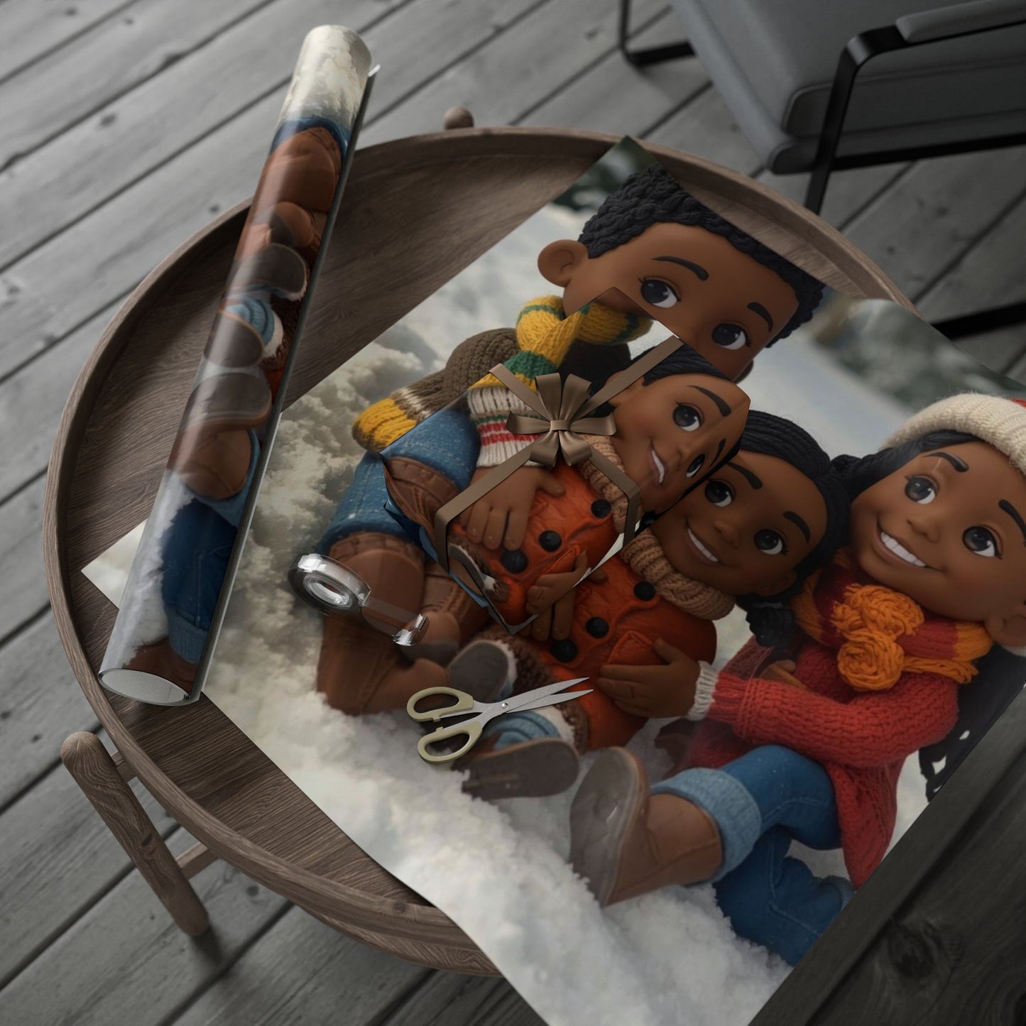Children sitting in snow Wrapping Papers