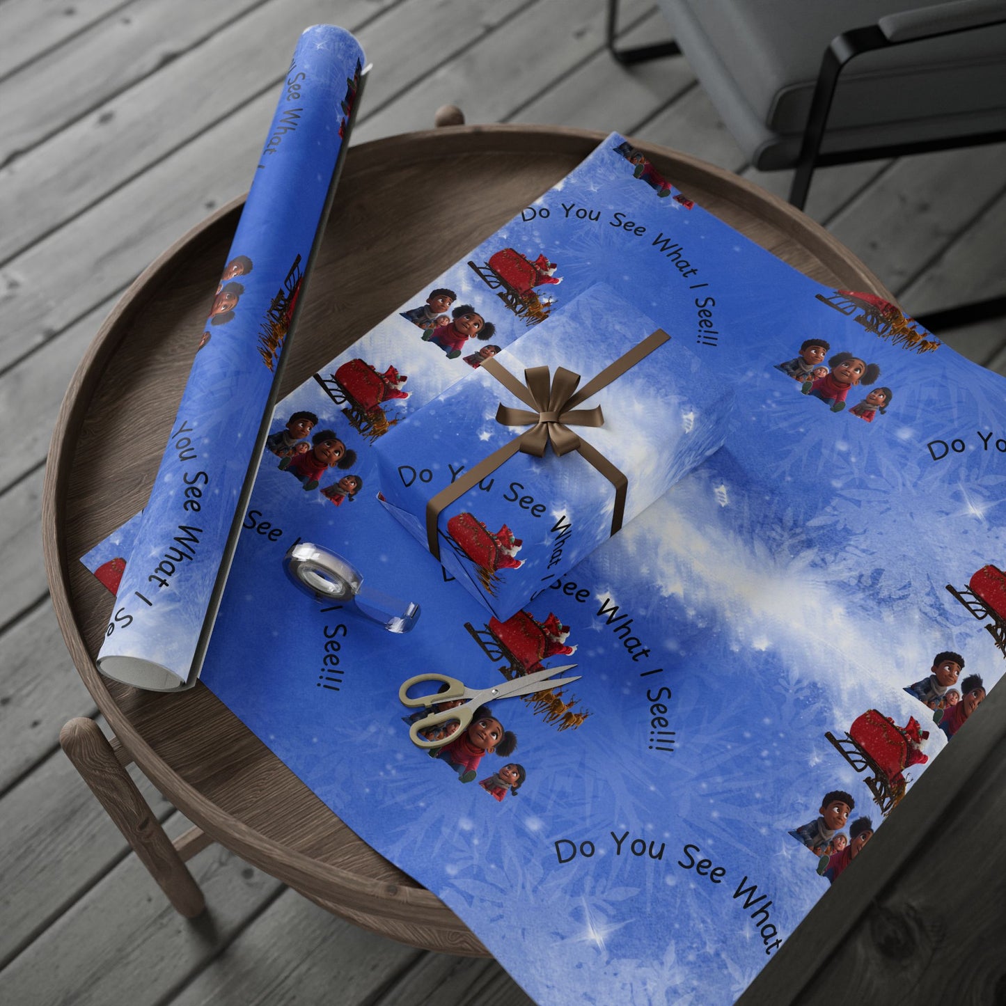 Gift Wrap Sheets, Children Can't Believe It's Santa Design - Holiday Wrapping Paper, Christmas Gift Wrap, Kids Xmas Presents, Festive