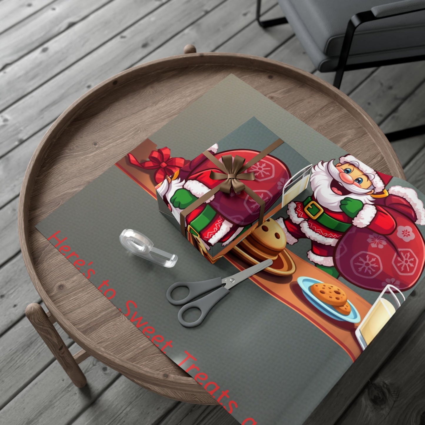 Gift Wrap Papers - Santa's Cookies, Christmas Wrapping Paper, Holiday Gift Wrap Roll, Festive Present Packaging, Xmas Gift Wrap Sheets